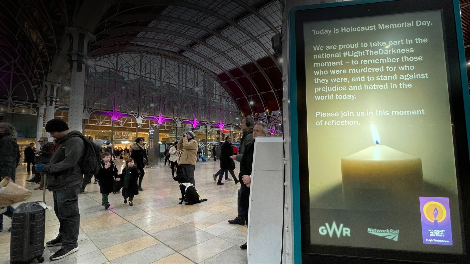 Great Western Railway And Network Rail To Light The Darkness On   Paddington Station On Holocaust Memorial Day 27 January 2023 Min 1 