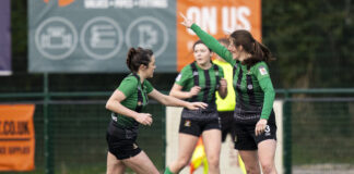 Mathias saves a point for Aberystwyth Town Women against Pontypridd Rebecca Mathias celebrates her equaliser v Pontypridd