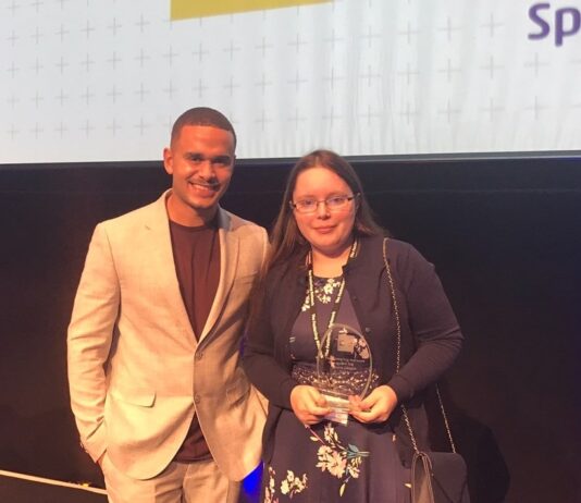 Young people celebrated on National Care Day Eleanor recieving award min