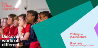 Hay Festival unveils free schools programme for Hay-on-Wye edition, 23-24 May 2024 Hay Festival 2024 schools poster – carousel