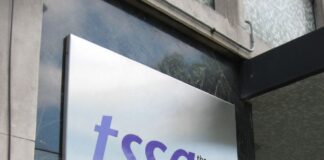 TSSA warns of ‘crippling’ industrial action at Transport for Wales TSSA head office sign Euston