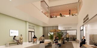 BOUYGUES UK STARTS WORK TO TRANSFORM OLD DEBENHAMS STORE INTO STATE-OF-THE ART HEALTH AND WELLBEING HWB Carmarthen Health and Wellbeing Courtyard