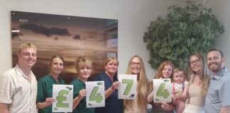 Teulu yn rhedeg Ras am fywyd ar gyfer uned oncoleg Denman Tucker