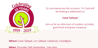 Tir Coed Celebrates 25 Years of Connecting People with the Outdoors 25 Years Ceredigion Invite ENG