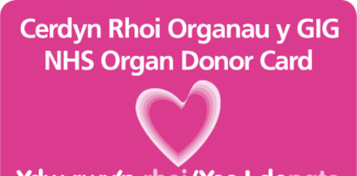 More than 5000 lives in Wales saved through organ donation over last 30 years But more than 270 patients in the region still waiting for a transplant Pink donor card bilingual