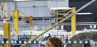Welsh and UK Government Ministers visit GE Aerospace to Highlight Support for Welsh Aerospace Sector Nia Griffith at GE scaled