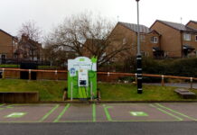 Study reveals the UK hotspots for RAPID EV charging Electric Vehicle Rapid Charger Lidl Car Park Barkerend Road Bradford geograph.org .uk 7369740