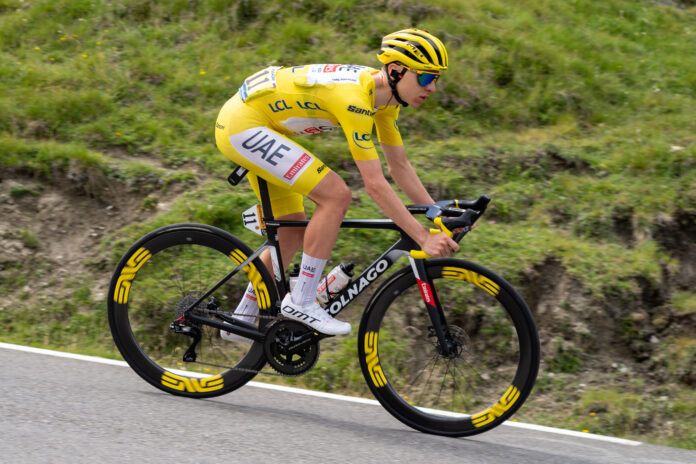 Tadej Pogacar in the descent of Tourmalet pass during stage 14 of TDF 24 scaled