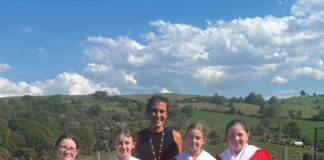 Welsh luxury hotel owners cycling 423km to send young dancers to Patagonia Ysgol Betws Gwerful Goch dancer and Hannah scaled