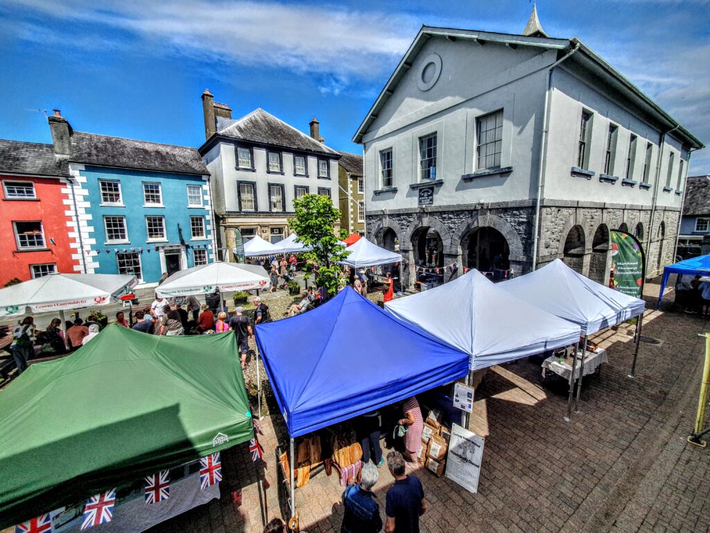 202507 market aerial view CR Bryngaer Goats Cheese
