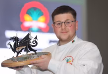 Four Welsh chefs competing in Global Chefs Challenge Finals on home soil Calum with trophy1