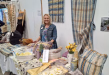 Bursary winners’ product stories capture an audience at Wonderwool Wales Emma on her stand