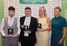Three outstanding apprentices win Cambrian Training Company Awards Apprentice awards winners with Faith