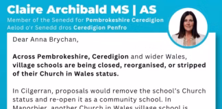 Claire Archibald MS calls on Welsh Government to protect Church schools and Christian education Church School Letter converted