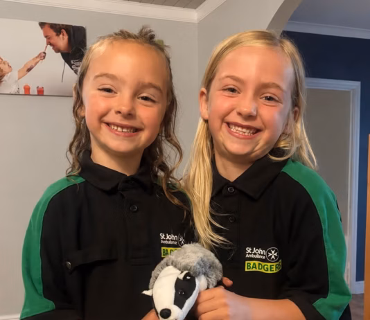 St John Ambulance Cymru Badgers used their first aid skills to help when their grandad suffered a head injury at home MennaBronwenLaurence Elias