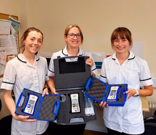 NHS charity funds new technology to support patients with communication and swallowing problems Staff with the new equipment